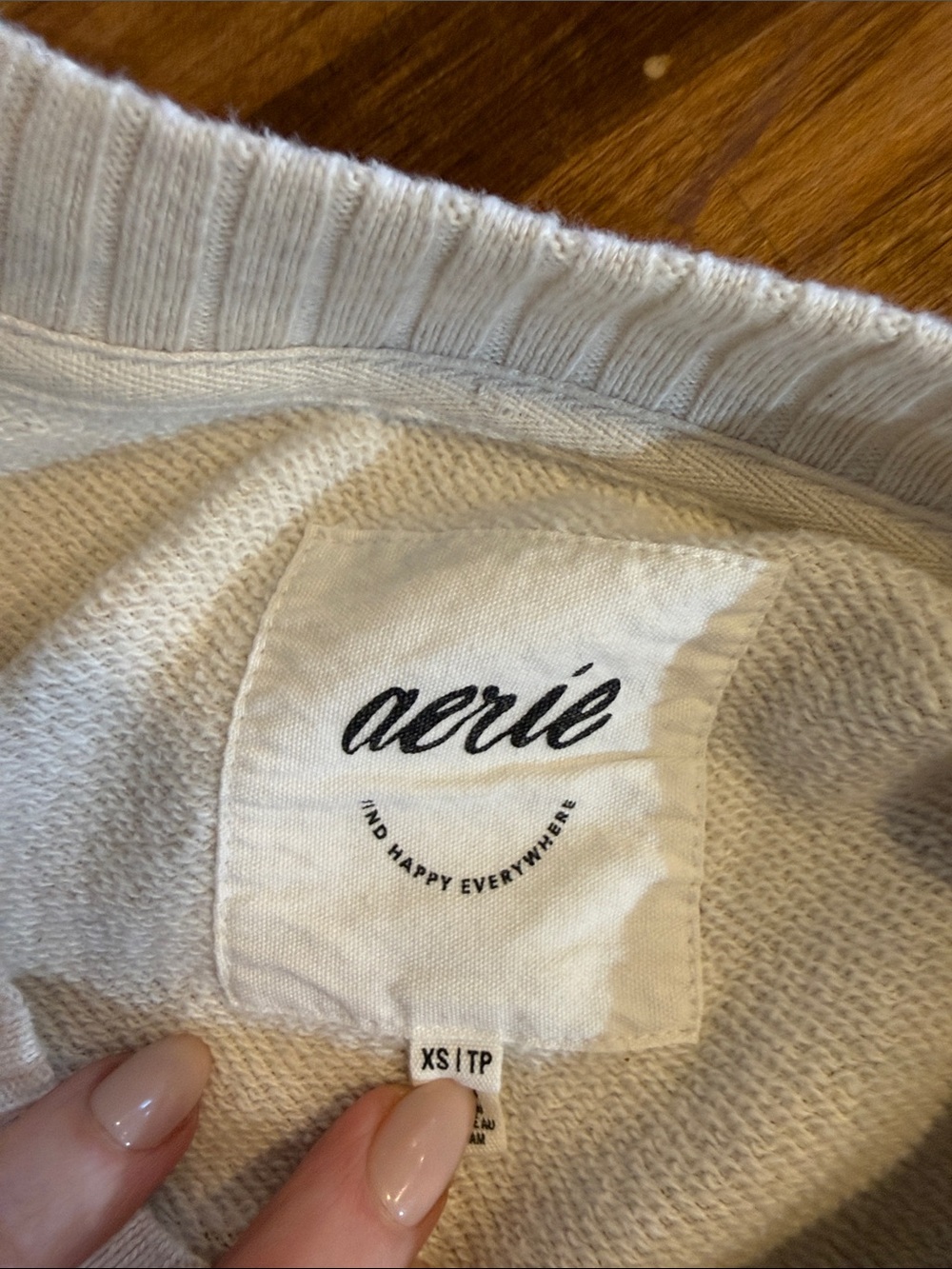 Aerie Down-To-Earth Crew Sweatshirt Ribbed Sz XS (a1) - Picture 6 of 6